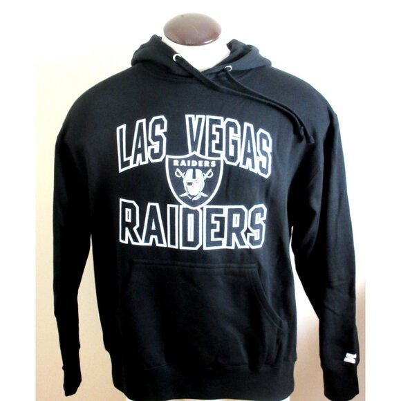 NFL Las Vegas Raiders Starter Men's Hoodie Sweatshirt Black Silver NWT - Picture 1 of 9